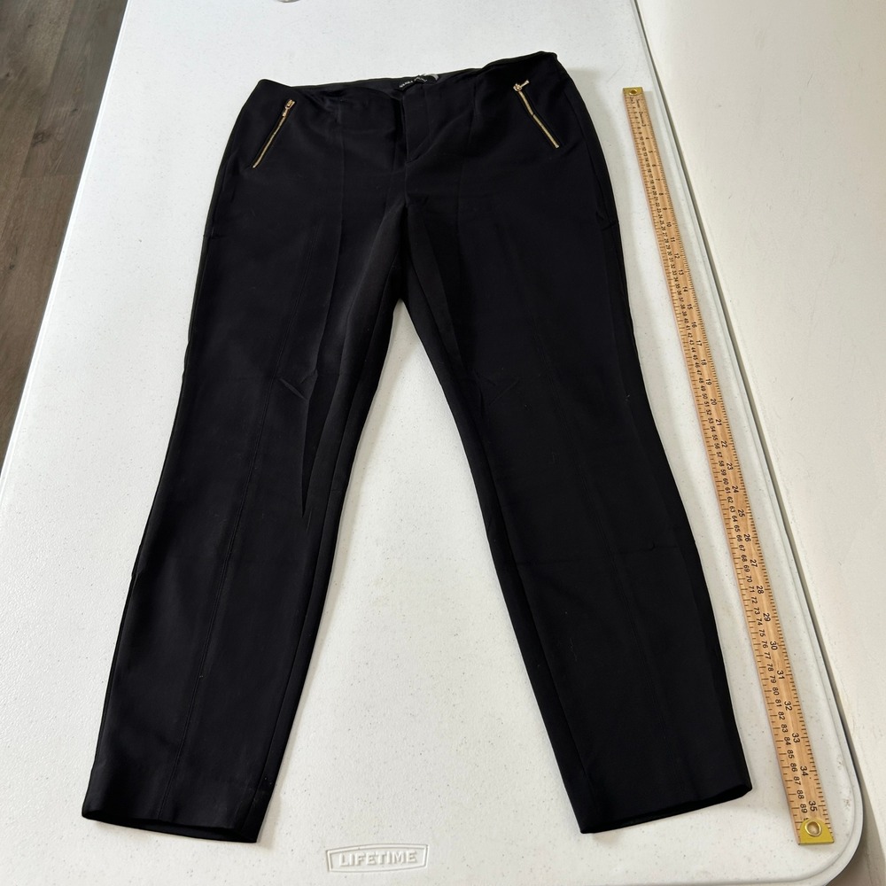 Ivanka Trump Womens Black Gold Zipper Ankle Trousers Dress Pants Size 8